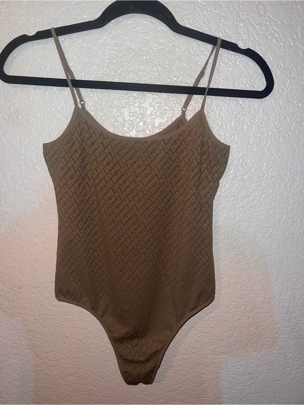 SKIMS Brown Textured Spaghetti-Strap Bodysuit